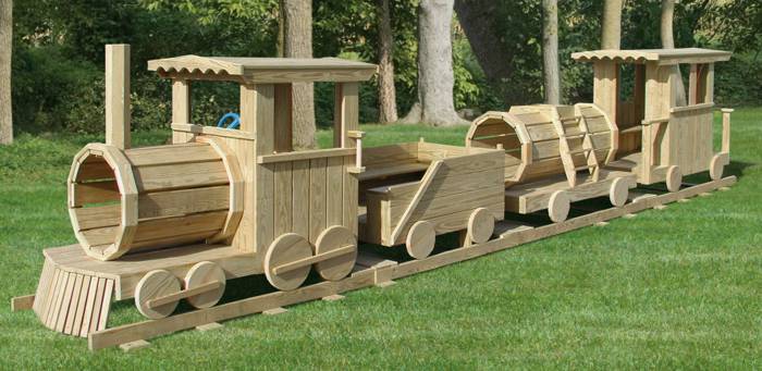 outdoor wooden train